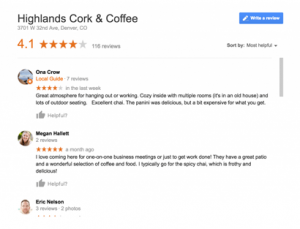 Positive reviews about local business Highlands Cork & Coffee