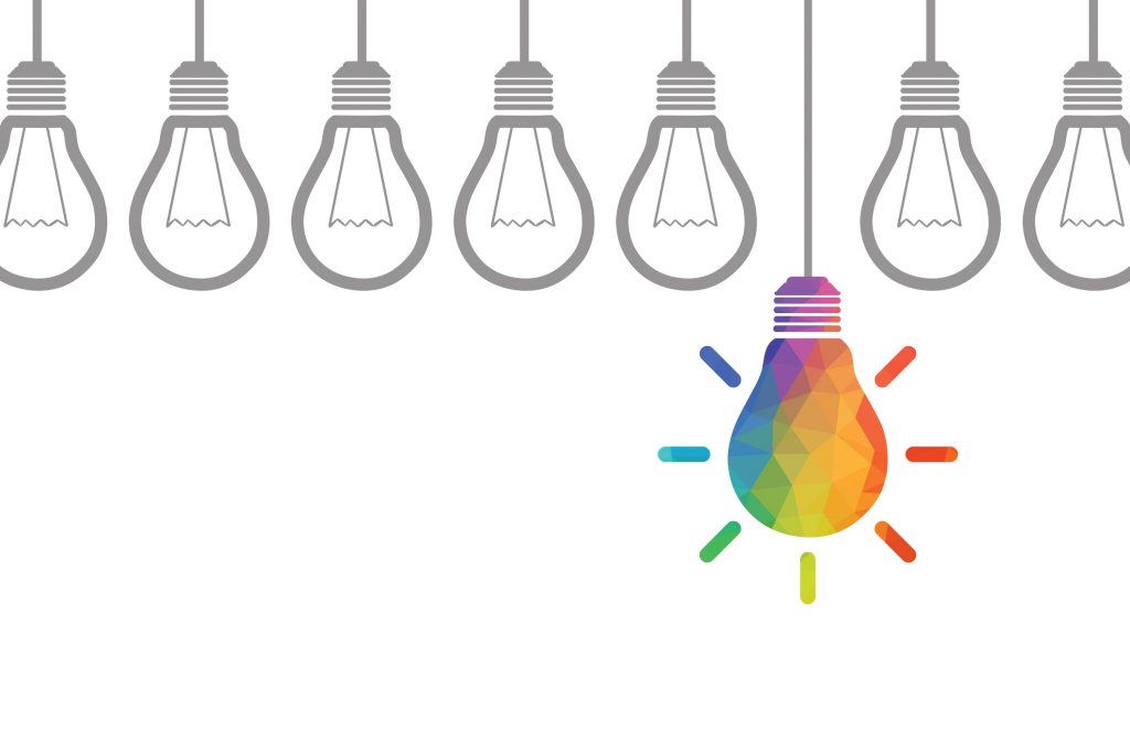 Shining lightbulb among dull ones