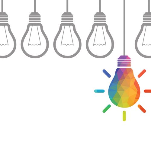 Shining lightbulb among dull ones