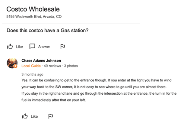 Costco GMB Question and Answer