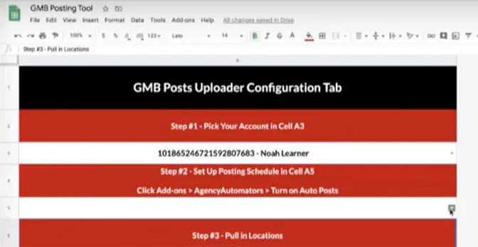 google my business configuration tab