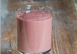 pink blended protein drink