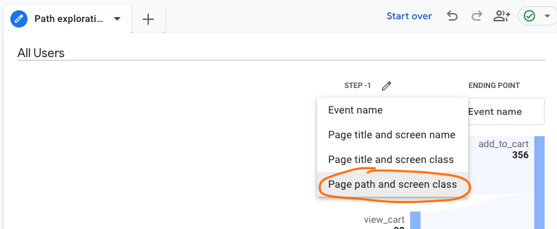 step neg 1 select page path