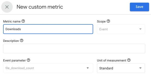new custom metric downloads