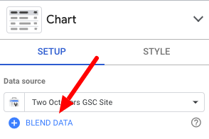 A screenshot with an arrow pointing to "BLEND DATA".