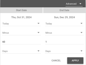 A screenshot of the date selector.