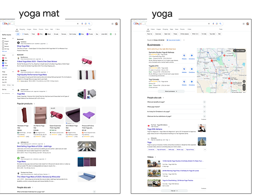 google search yoga yoga mat 2025